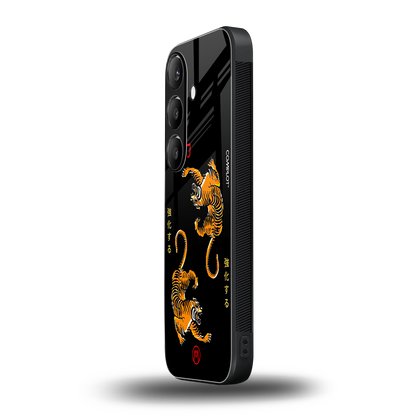 tigers black back phone cover | glass case for samsung galaxy s24 plus