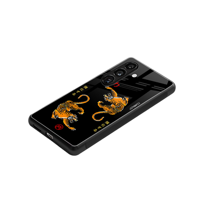 tigers black back phone cover | glass case for samsung galaxy s23