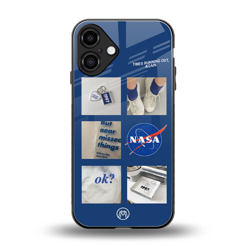 time is running out back phone cover | glass case for iphone 16 plus