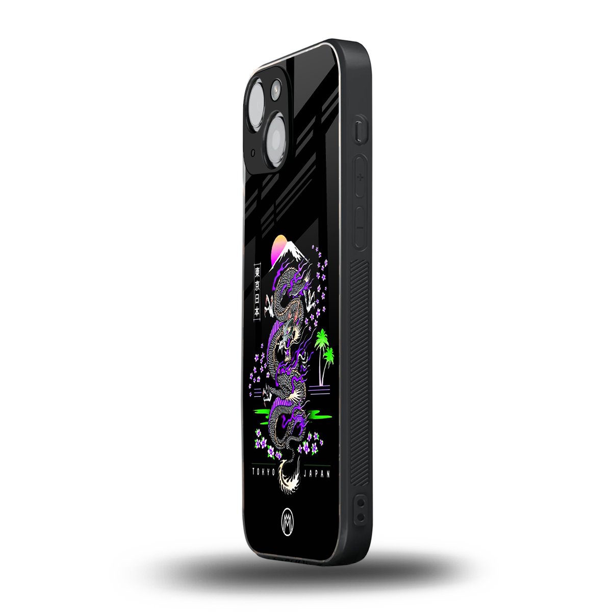 tokyo japan purple dragon black back phone cover | glass case for iphone 13 mini
