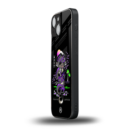 tokyo japan purple dragon black back phone cover | glass case for iphone 13 mini