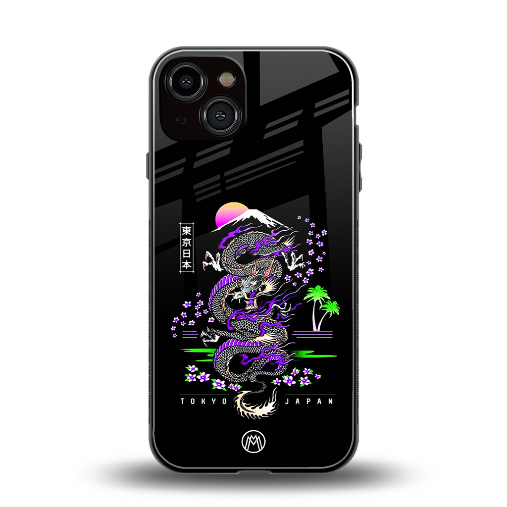tokyo japan purple dragon black back phone cover | glass case for iphone 13