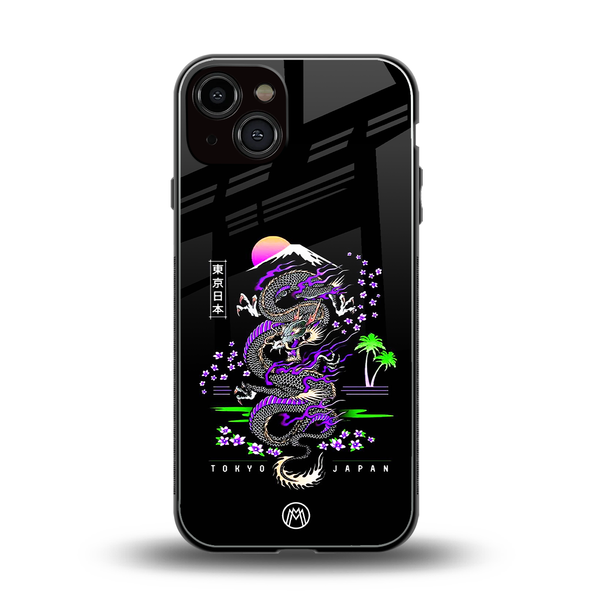 tokyo japan purple dragon black back phone cover | glass case for iphone 13