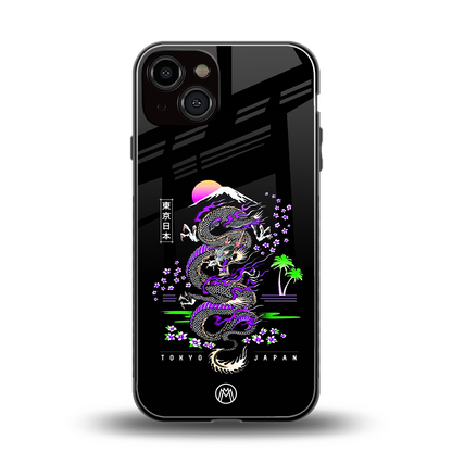 tokyo japan purple dragon black back phone cover | glass case for iphone 13