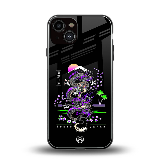 tokyo japan purple dragon black back phone cover | glass case for iphone 13
