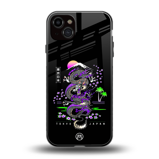tokyo japan purple dragon black back phone cover | glass case for iphone 14 plus