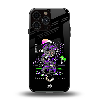 tokyo japan purple dragon black back phone cover | glass case for iphone 14 pro max