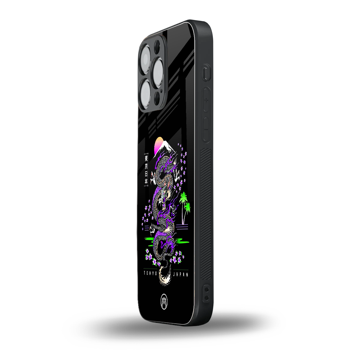 tokyo japan purple dragon black back phone cover | glass case for iphone 14 pro max