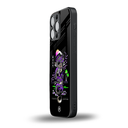 tokyo japan purple dragon black back phone cover | glass case for iphone 16 pro max