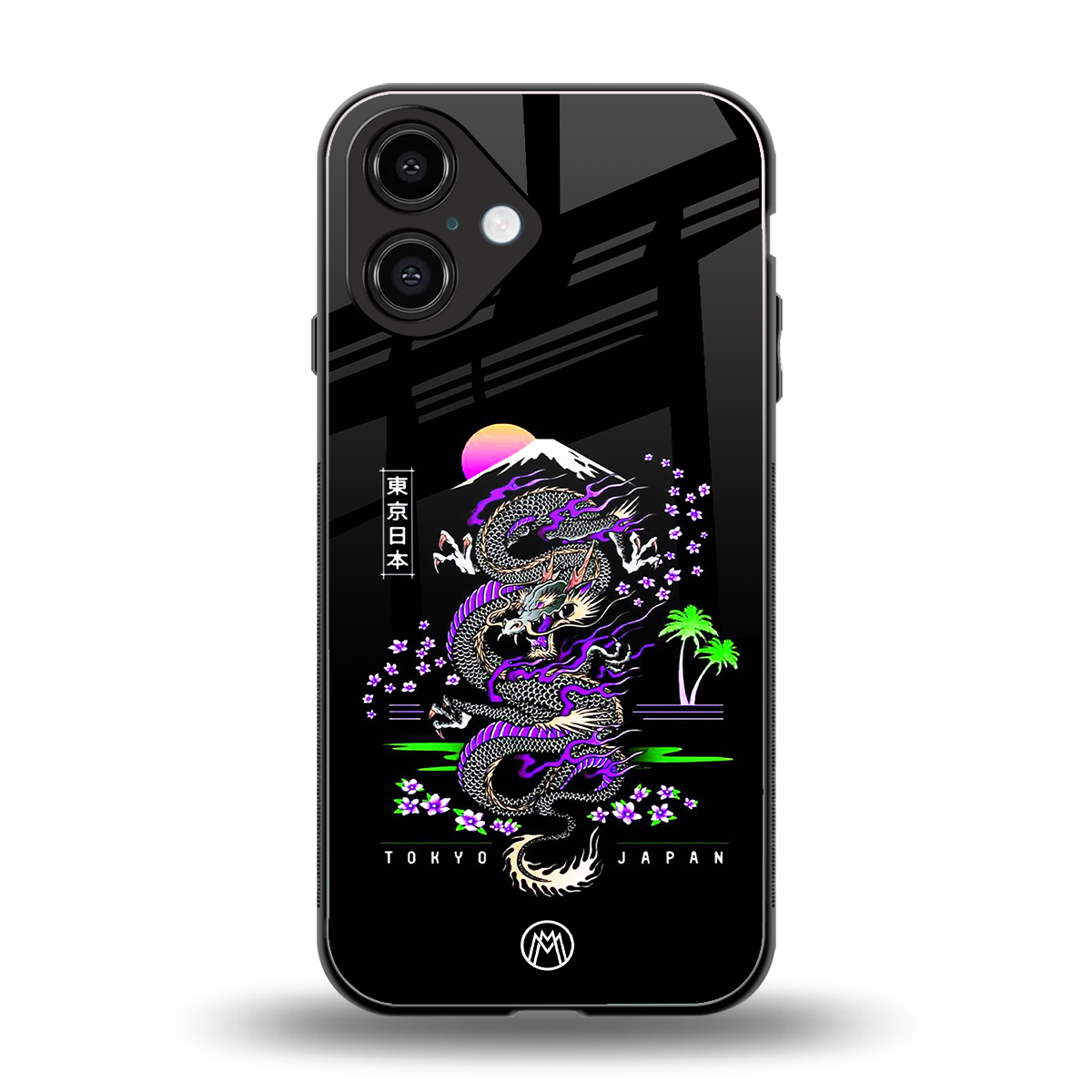 tokyo japan purple dragon black back phone cover | glass case for iphone 16