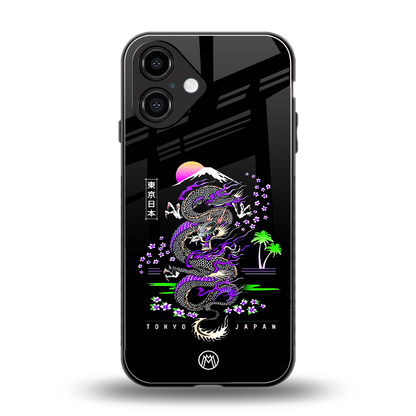 tokyo japan purple dragon black back phone cover | glass case for iphone 16