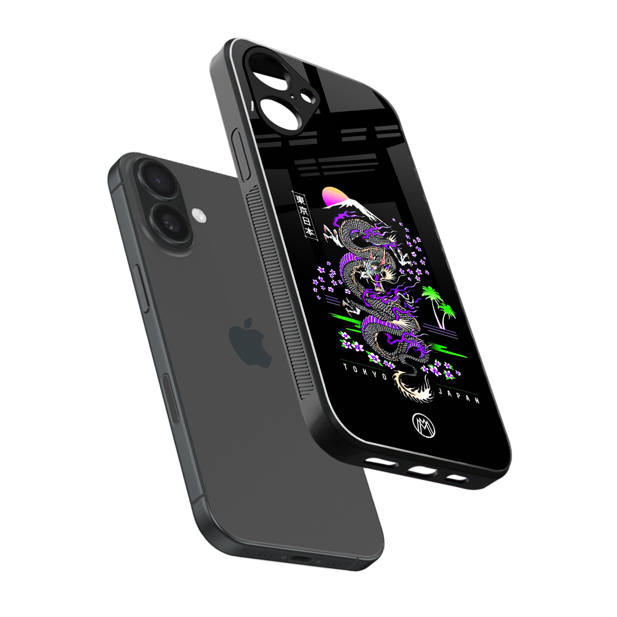 tokyo japan purple dragon black back phone cover | glass case for iphone 16