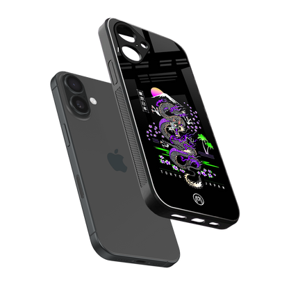 tokyo japan purple dragon black back phone cover | glass case for iphone 16