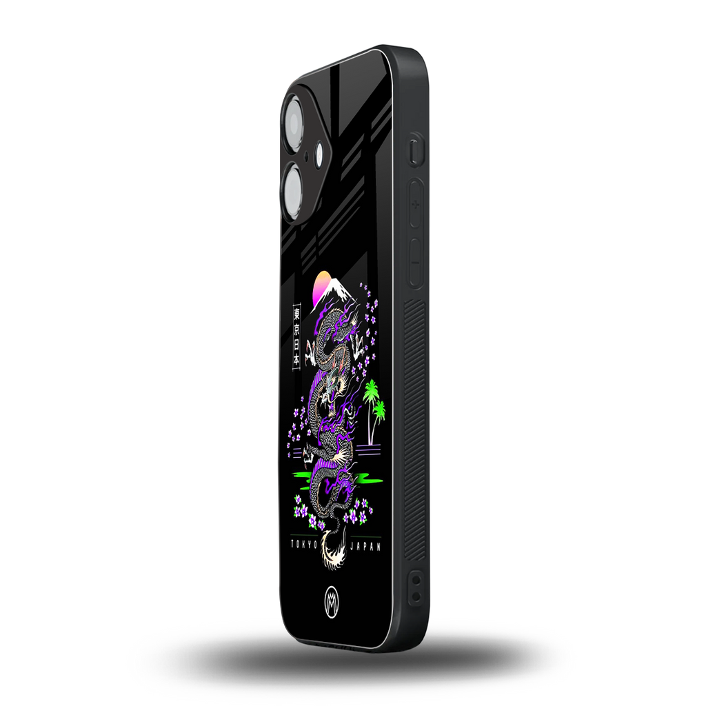 tokyo japan purple dragon black back phone cover | glass case for iphone 16