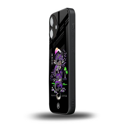 tokyo japan purple dragon black back phone cover | glass case for iphone 16