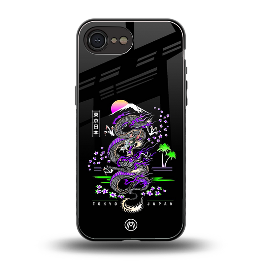 tokyo japan purple dragon black back phone cover | glass case for iphone 16e