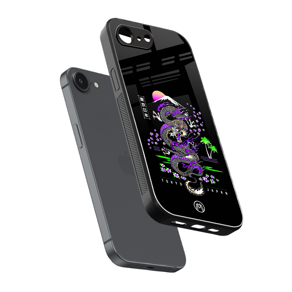 tokyo japan purple dragon black back phone cover | glass case for iphone 16e