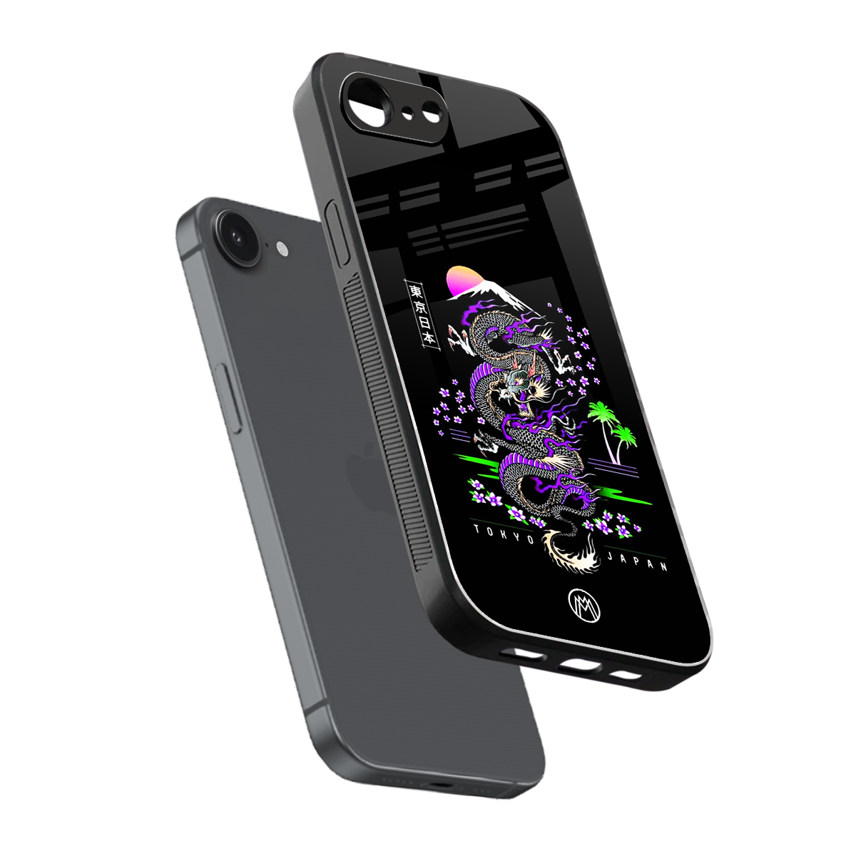 tokyo japan purple dragon black back phone cover | glass case for iphone 16e
