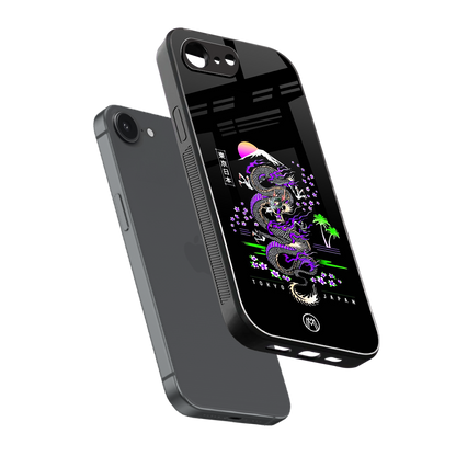 tokyo japan purple dragon black back phone cover | glass case for iphone 16e
