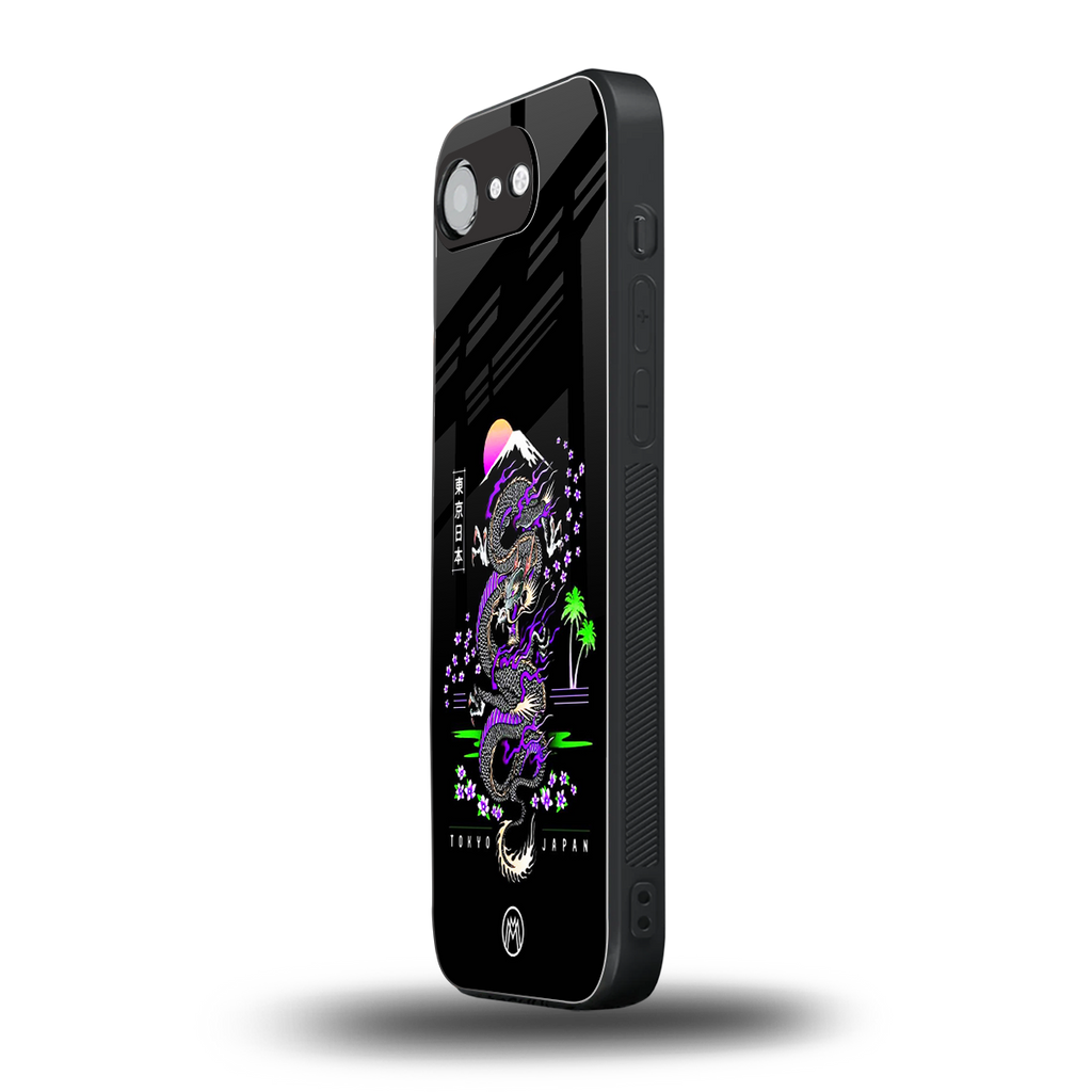 tokyo japan purple dragon black back phone cover | glass case for iphone 16e