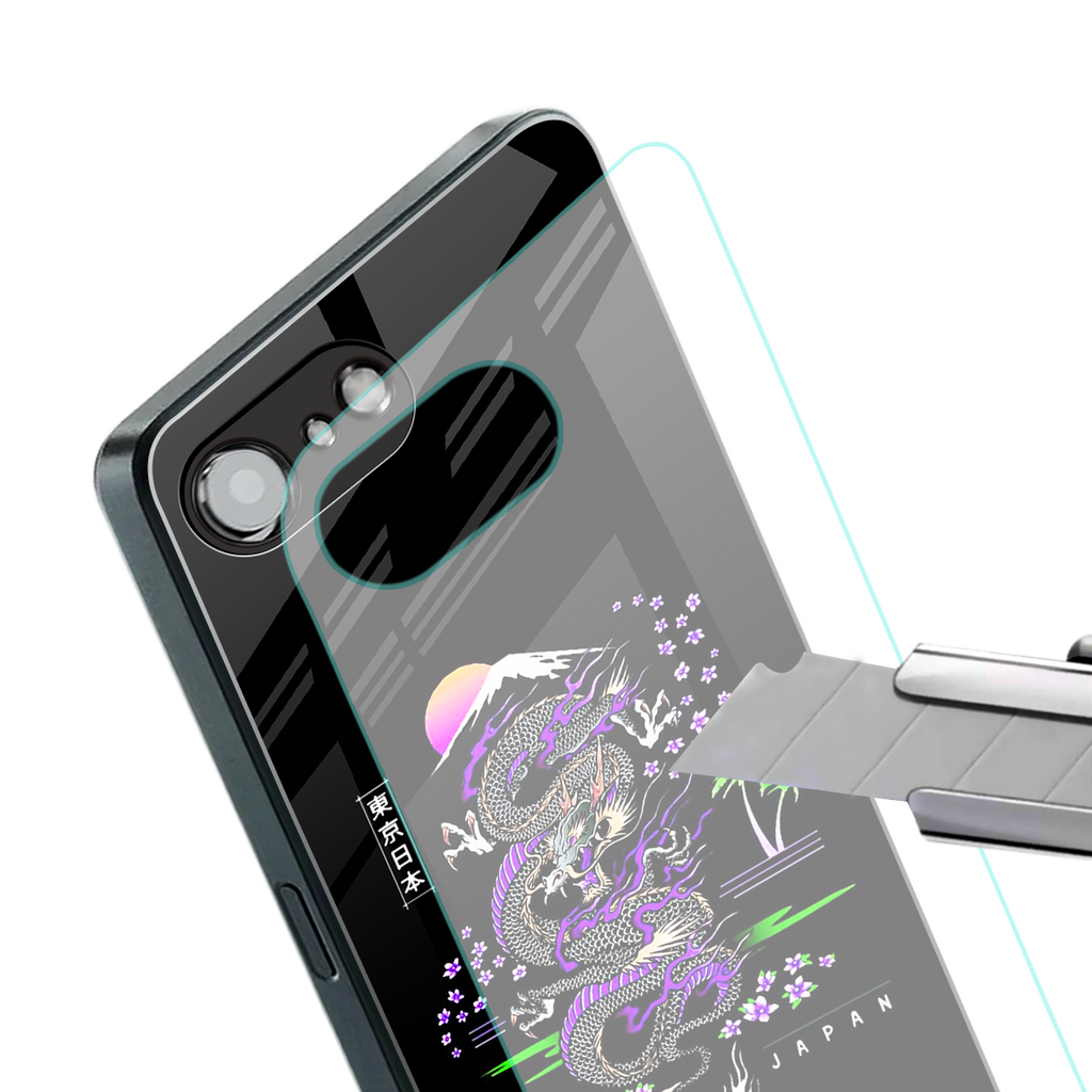 tokyo japan purple dragon black back phone cover | glass case for iphone 16e