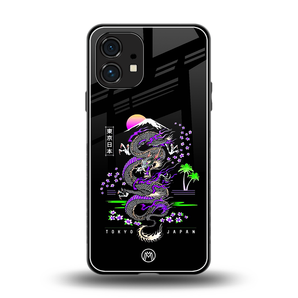 tokyo japan purple dragon black back phone cover | glass case for nothing phone 1