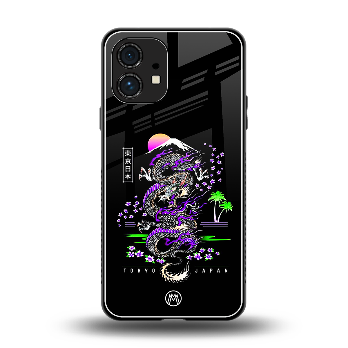tokyo japan purple dragon black back phone cover | glass case for nothing phone 1