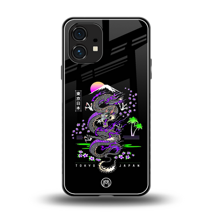 tokyo japan purple dragon black back phone cover | glass case for nothing phone 1