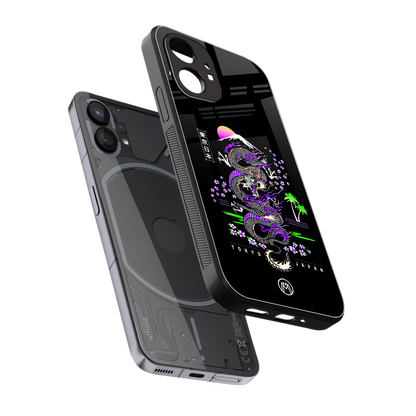 tokyo japan purple dragon black back phone cover | glass case for nothing phone 1