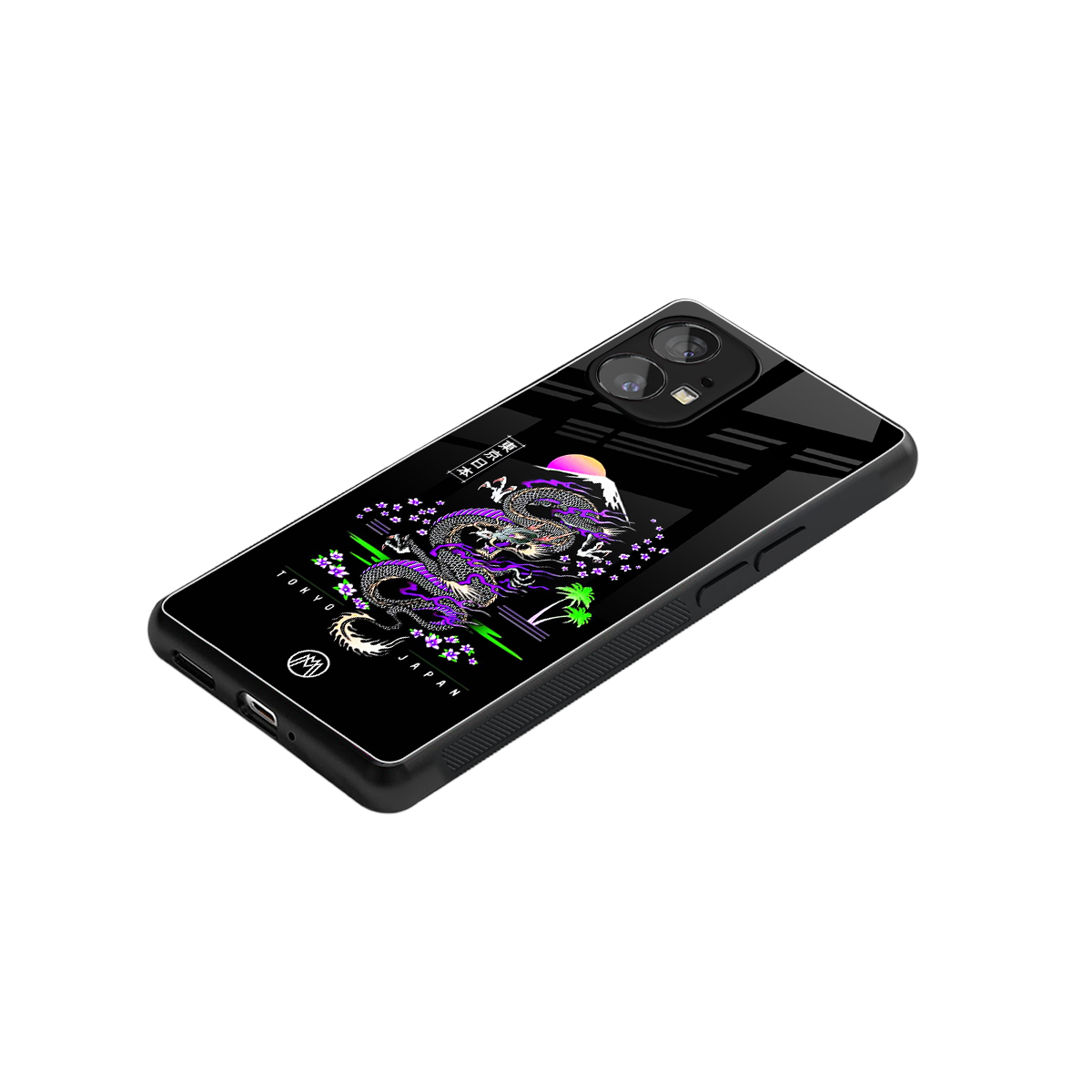 tokyo japan purple dragon black back phone cover | glass case for nothing phone 1