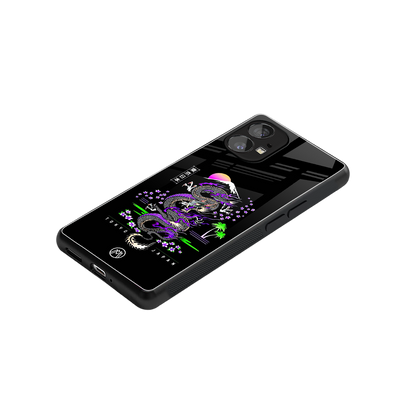 tokyo japan purple dragon black back phone cover | glass case for nothing phone 1