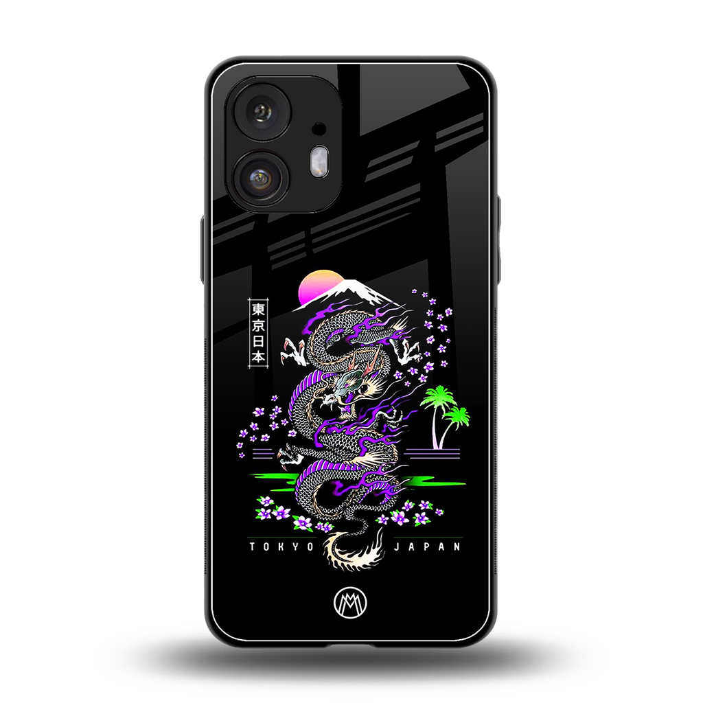 tokyo japan purple dragon black back phone cover | glass case for nothing phone 2