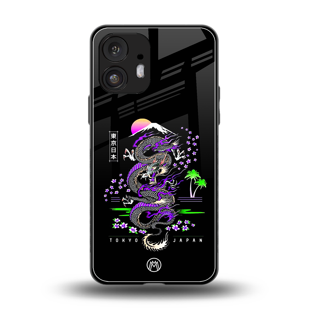 tokyo japan purple dragon black back phone cover | glass case for nothing phone 2