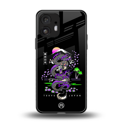 tokyo japan purple dragon black back phone cover | glass case for nothing phone 2