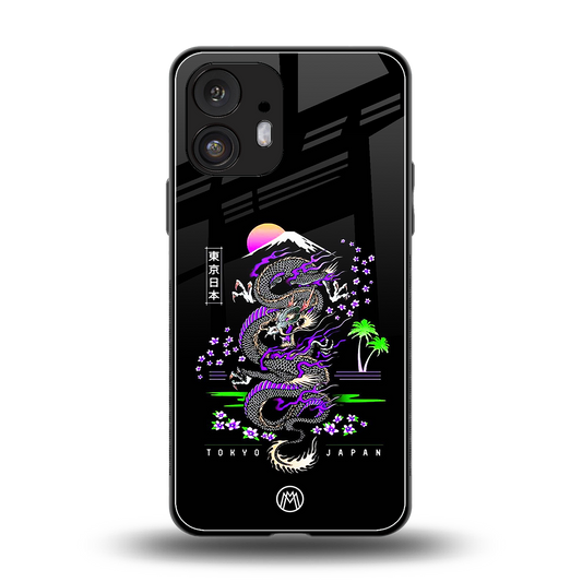 tokyo japan purple dragon black back phone cover | glass case for nothing phone 2