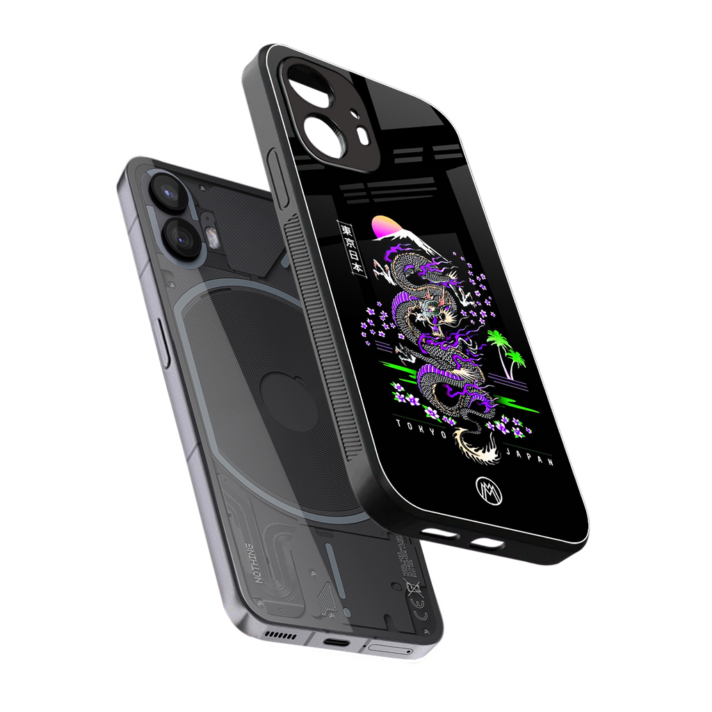 tokyo japan purple dragon black back phone cover | glass case for nothing phone 2