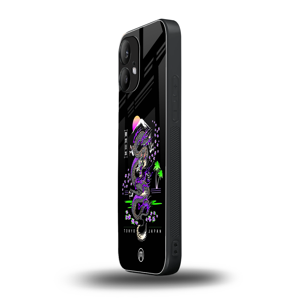 tokyo japan purple dragon black back phone cover | glass case for nothing phone 2