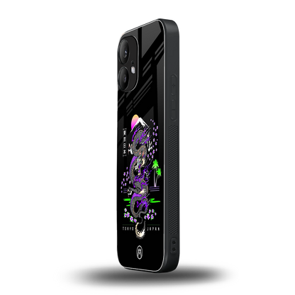 tokyo japan purple dragon black back phone cover | glass case for nothing phone 2