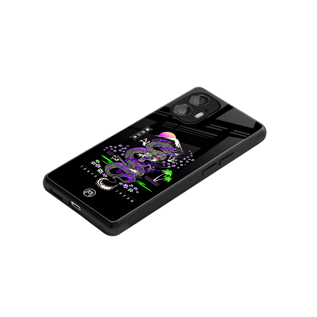 tokyo japan purple dragon black back phone cover | glass case for nothing phone 2