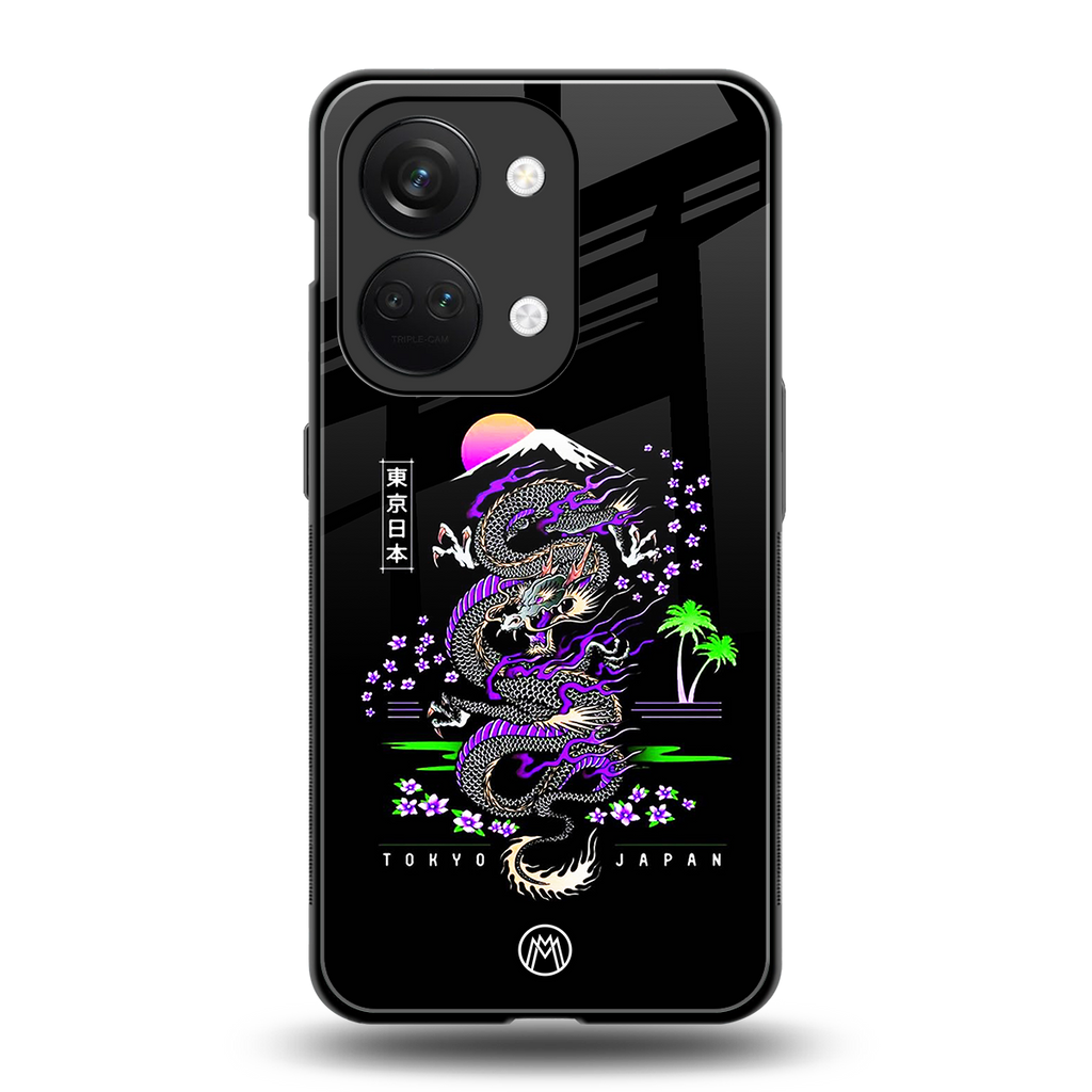 tokyo japan purple dragon black back phone cover | glass case for oneplus nord 3