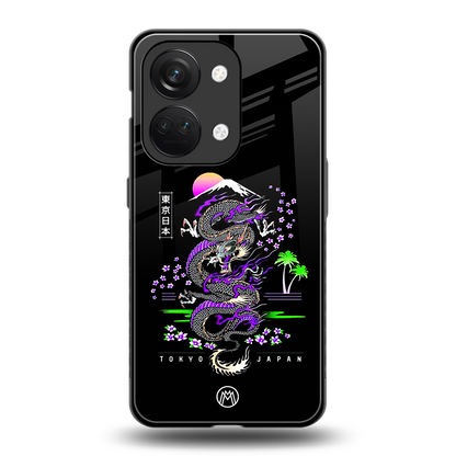 tokyo japan purple dragon black back phone cover | glass case for oneplus nord 3