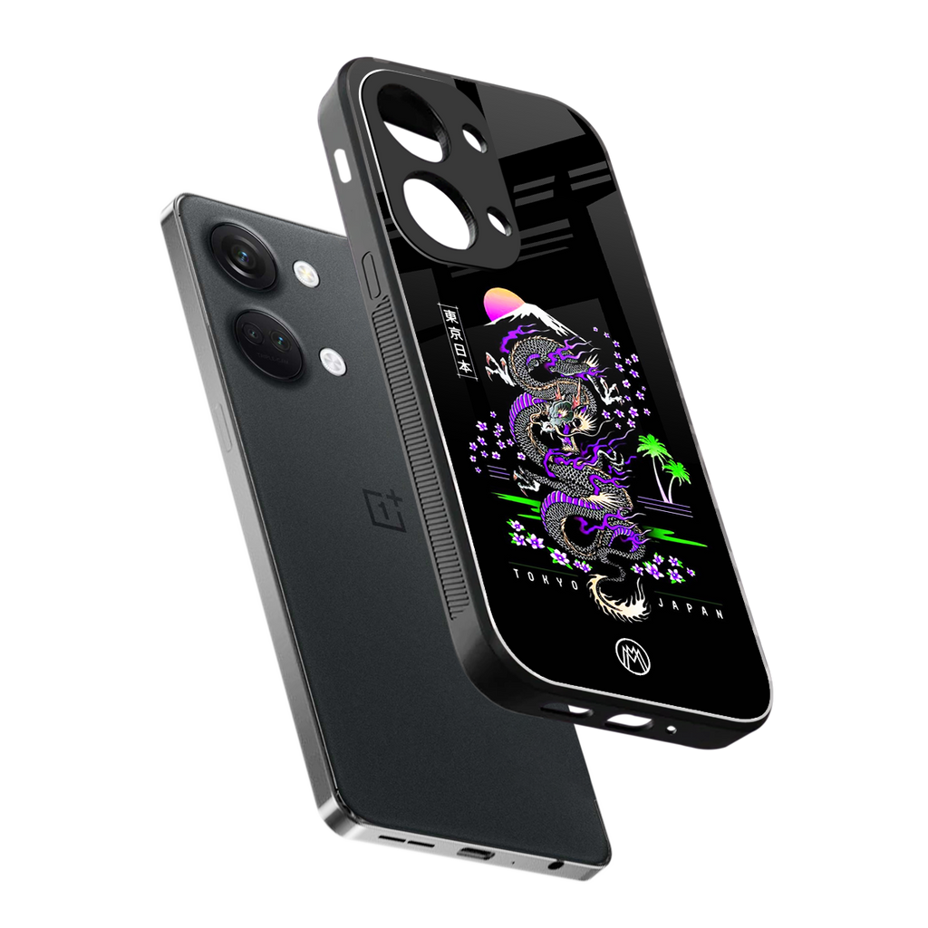 tokyo japan purple dragon black back phone cover | glass case for oneplus nord 3