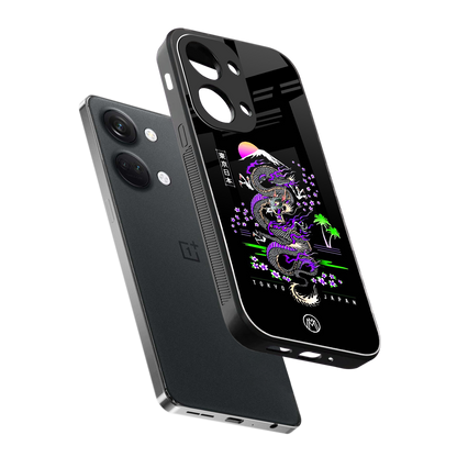 tokyo japan purple dragon black back phone cover | glass case for oneplus nord 3