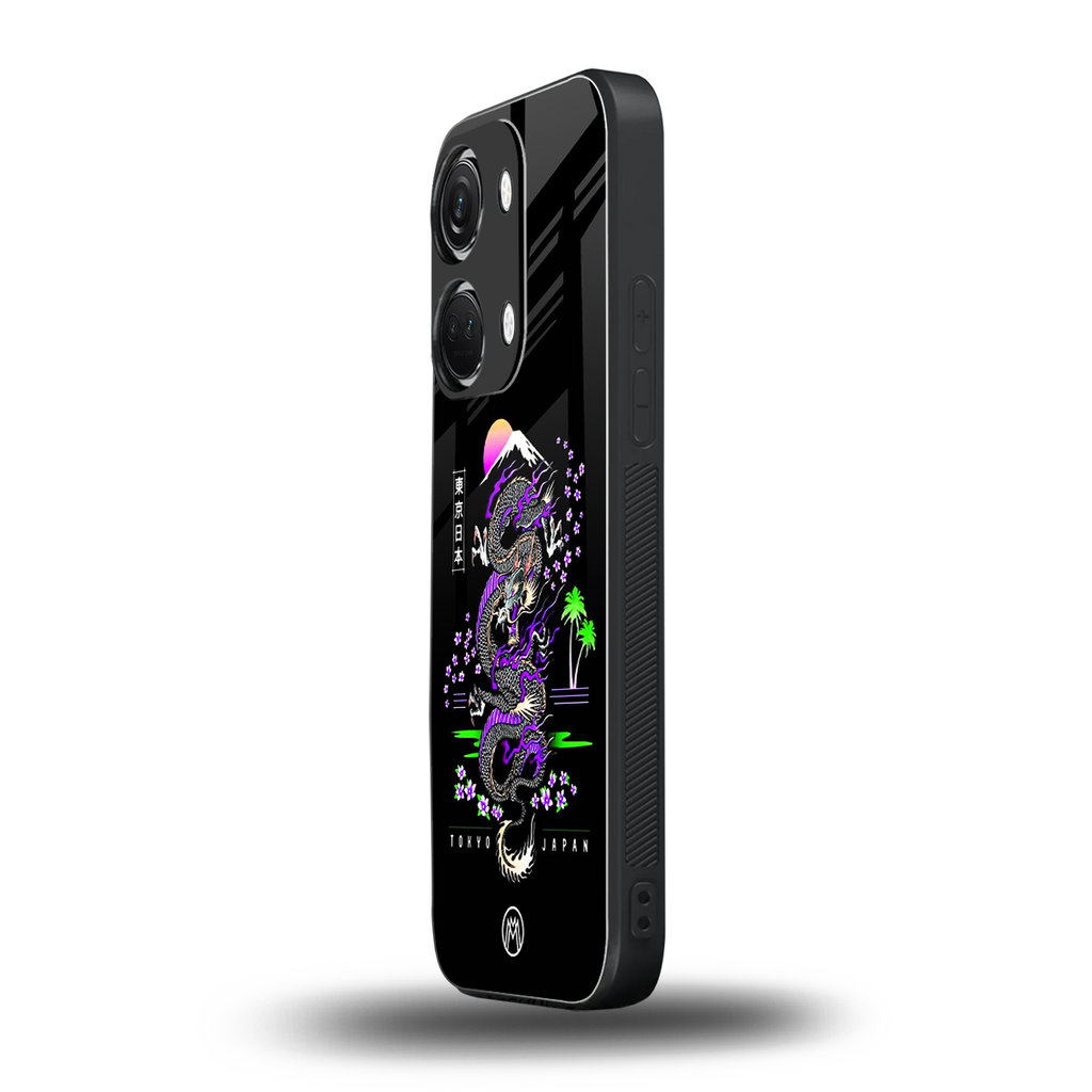 tokyo japan purple dragon black back phone cover | glass case for oneplus nord 3