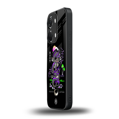 tokyo japan purple dragon black back phone cover | glass case for oneplus nord 3