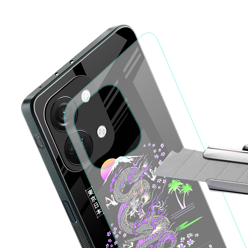 tokyo japan purple dragon black back phone cover | glass case for oneplus nord 3