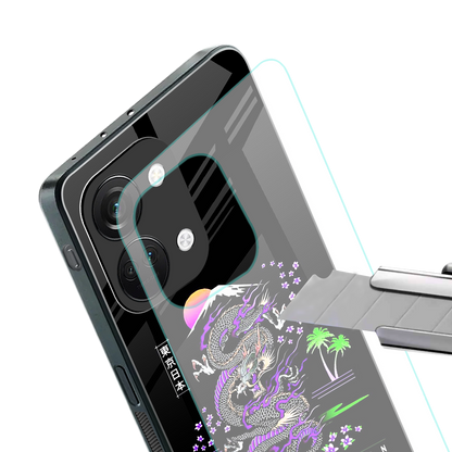 tokyo japan purple dragon black back phone cover | glass case for oneplus nord 3