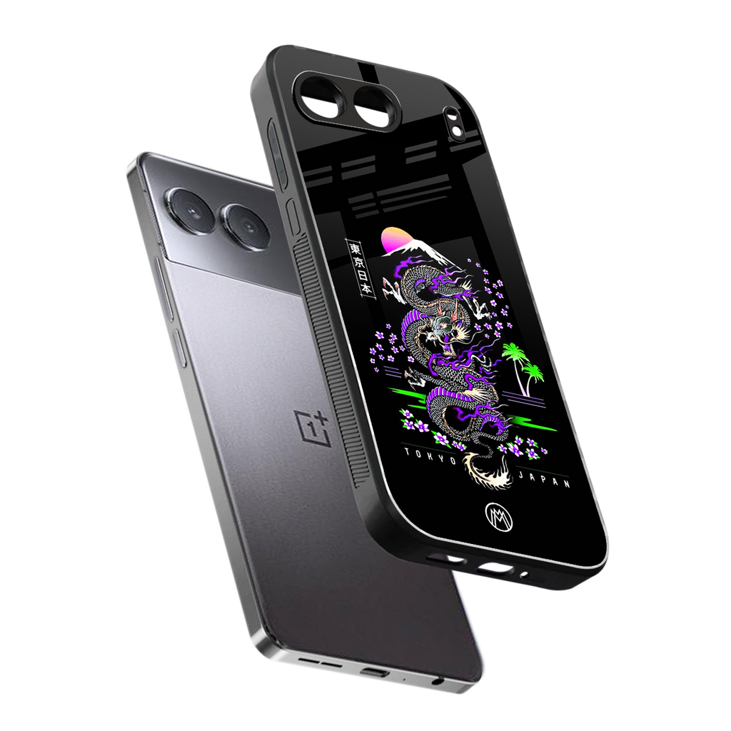 tokyo japan purple dragon black back phone cover | glass case for oneplus nord 4