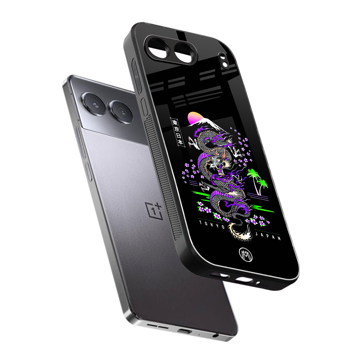 tokyo japan purple dragon black back phone cover | glass case for oneplus nord 4