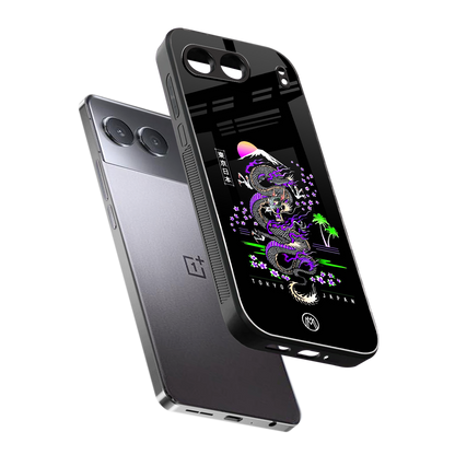 tokyo japan purple dragon black back phone cover | glass case for oneplus nord 4